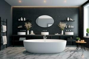 ai generativo foto do uma luxo moderno Projeto banheiro