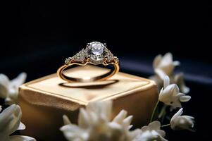 tiro do luxo diamante pedra preciosa anel ai generativo foto