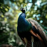 a pavão hipnotizante dança hipnotiza com uma caleidoscópio do cores ,ai gerado foto