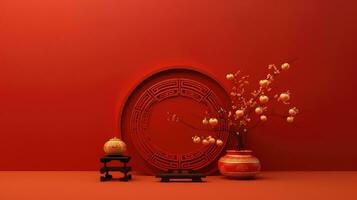 vermelho chinês lunar Novo ano fundo ai gerado foto