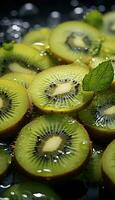 kiwi fruta fatias para dentro água ai gerado foto