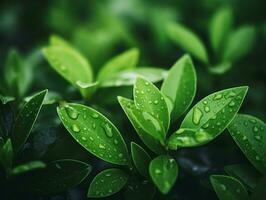 verde folha com água solta em Preto fundo foto