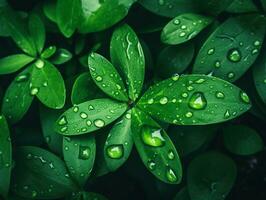 verde folha com água solta em Preto fundo foto