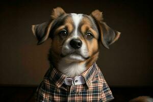 fofa cachorro vestindo camisa. ai generativo pró foto