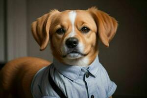 fofa cachorro vestindo camisa. ai generativo pró foto