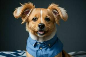 fofa cachorro vestindo camisa. ai generativo pró foto