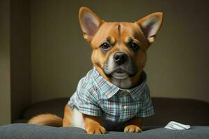 fofa cachorro vestindo camisa. ai generativo pró foto