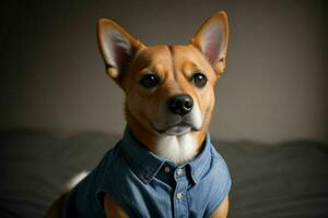 fofa cachorro vestindo camisa. ai generativo pró foto