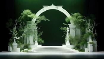pequeno minimalista etapa com branco e verde chinês cidade portão ai gerado foto