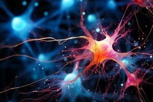 excepcionalmente ampliado macro imagens do neural células dentro a humano cérebro foto