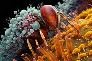 microscópico maravilhas Alto definição imagens do diverso pólen grãos dentro brilhante detalhe foto