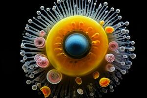 único macro fotografia exibindo solteiro com células protozoários dentro microscópico perspectiva foto