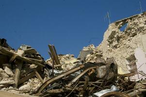 fotográfico documentação do a devastador tremor de terra dentro central Itália foto