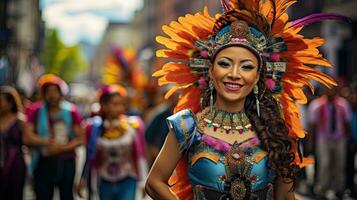 lindo mulher com traje dentro a carnaval ai generativo foto