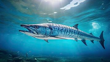 retrato barracuda peixe dentro a mar ai generativo foto