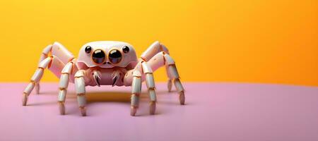 criativo animal conceito.a robô aranha em uma roxa fundo, digital arte, lapidado, cópia de espaço. generativo ai foto