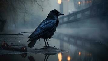 a corvo odisséia dentro a rio do fumaça e sonhadores pesadelos. generativo ai foto