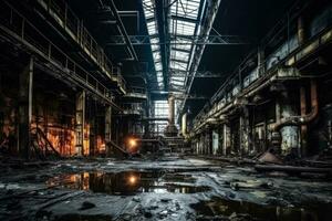 abandonado industrial fábrica deteriorando debaixo a implacável marcha do Tempo foto