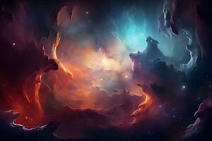 colorida espaço galáxia nuvem nebulosa. stary noite cosmos. universo Ciência astronomia. Super Nova fundo papel de parede. generativo ai foto