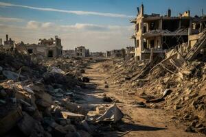 ruínas do edifícios depois de militares ataques aéreos dentro Israel foto