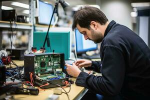 a eletrônicos técnico às trabalho.ai generativo foto