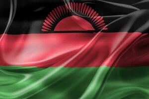 ilustração 3D de uma bandeira do malawi - bandeira de tecido acenando realista foto