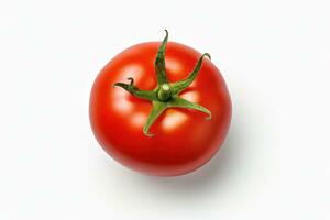 uma vermelho tomate em uma branco fundo ai gerado foto