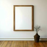 em branco cenário quadro, Armação em parquet chão. minimalismo. ai generativo foto