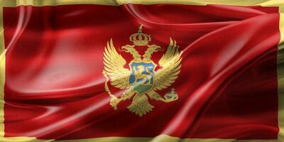 ilustração 3D de uma bandeira de montenegro - bandeira de tecido acenando realista foto