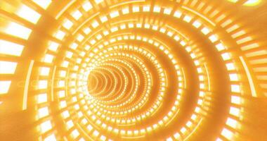 abstrato futurista amarelo oi-tech túnel a partir de energia círculos e Magia linhas fundo foto