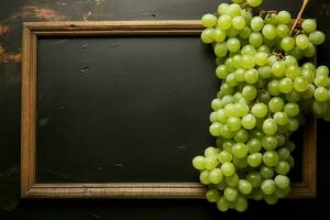 uma quadro-negro adornado com ambos gostoso verde e branco uvas ai gerado foto