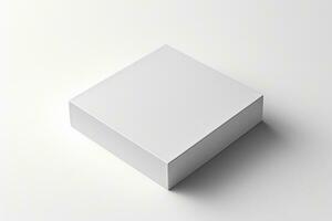realista quadrado branco presente caixa com aberto boné brincar foto