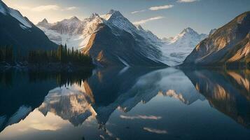 lindo lago dentro a montanha de ai foto