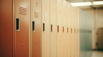 generativo ai, linha do Alto escola armários dentro a corredor, armário quarto foto