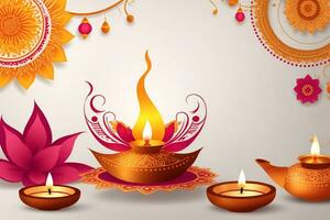 gráfico com óleo luminária para a indiano festival do diwali com espaço para texto foto