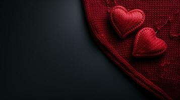 dois vermelho tricotado corações foto