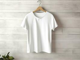 fêmea camiseta brincar, de grandes dimensões branco camiseta generativo ai foto