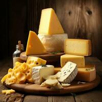 delicioso peças do queijo generativo ai foto