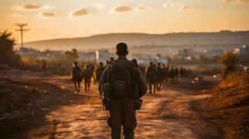 Israel tropas às a fronteira foto