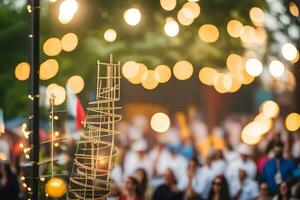 uma multidão do pessoas às a ao ar livre evento. gerado por IA foto