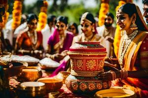 indiano Casamento cerimônia dentro Índia. gerado por IA foto