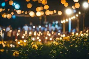 uma grupo do pessoas estão em pé dentro frente do uma multidão do pessoas com velas. gerado por IA foto