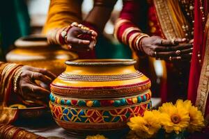 indiano Casamento cerimônia dentro Mumbai. gerado por IA foto