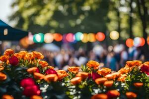 flores dentro a parque. gerado por IA foto