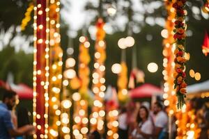 indiano Casamento decorações com luzes. gerado por IA foto