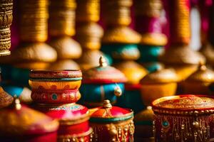 colorida indiano Casamento decorações. gerado por IA foto