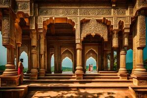 a arquitetura do a Palácio às Jaipur. gerado por IA foto