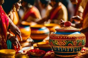 indiano Casamento cerimônia dentro Índia. gerado por IA foto