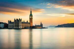 a grande ben relógio torre dentro Londres, Inglaterra. gerado por IA foto