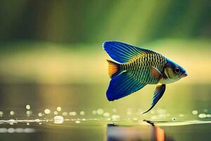uma peixe é natação dentro a água. gerado por IA foto